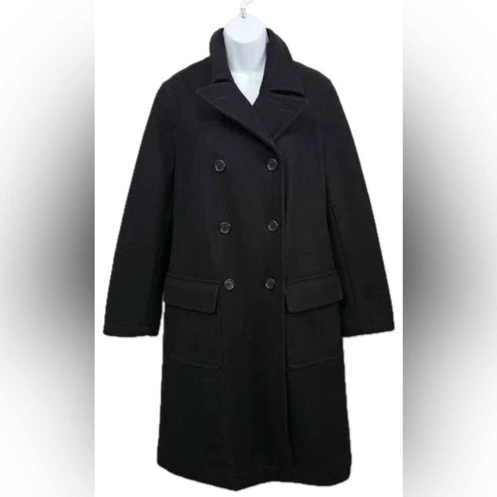 J. Crew Classic Black Long Double-Breasted Women's Coat Size Small.